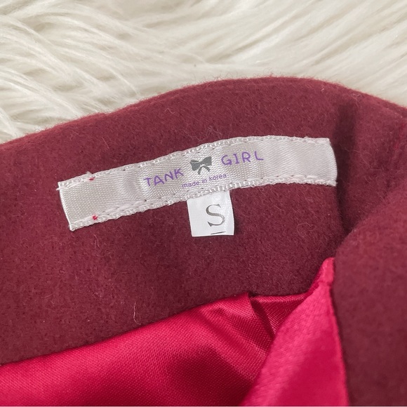 Vintage Burgundy cotton felt silk inside Pencil Skirt - Picture 2 of 4